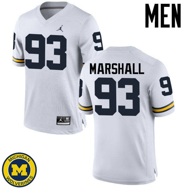 Men's University of Michigan #93 Lawrence Marshall White Football Jersey